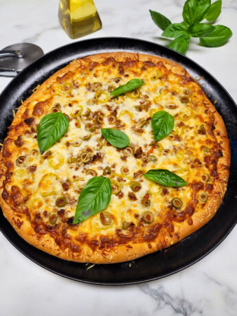 Spicy Sausage and Olive Pizza