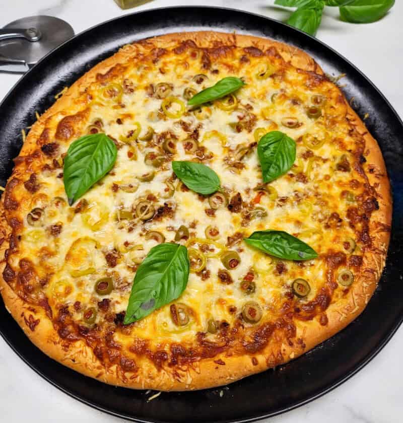 Spicy Sausage and Olive Pizza