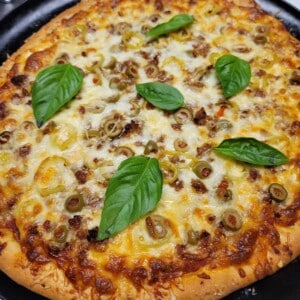 Spicy Sausage and Olive Pizza