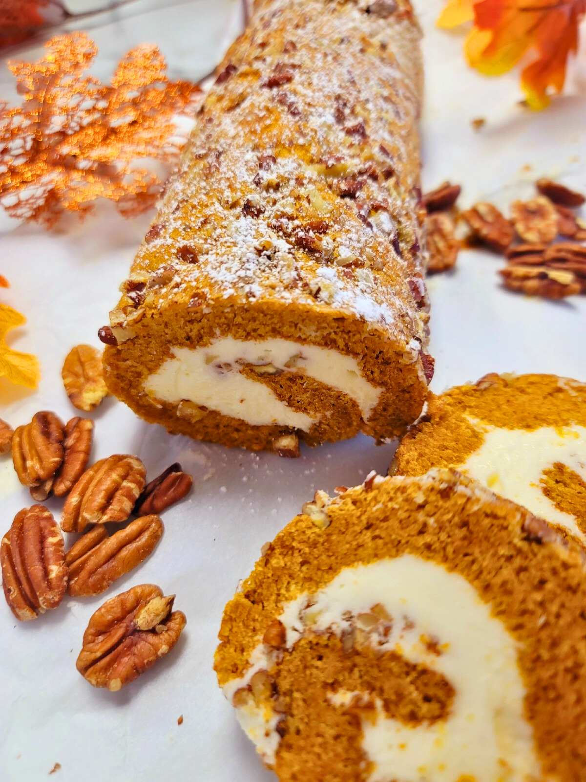 Pumpkin Pecan Cake Roll - My Turn for Us