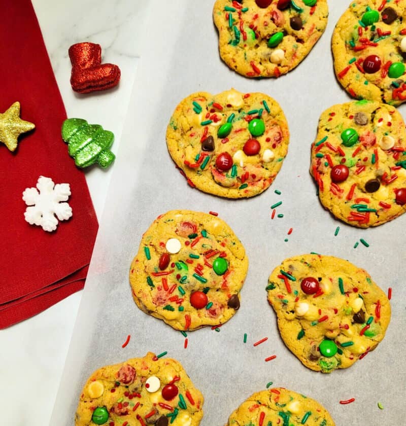 Christmas M&M Sprinkle Cookies