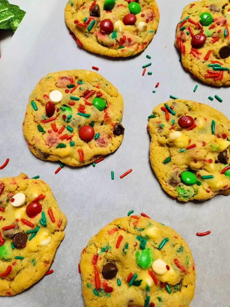 Christmas M&M Sprinkle Cookies
