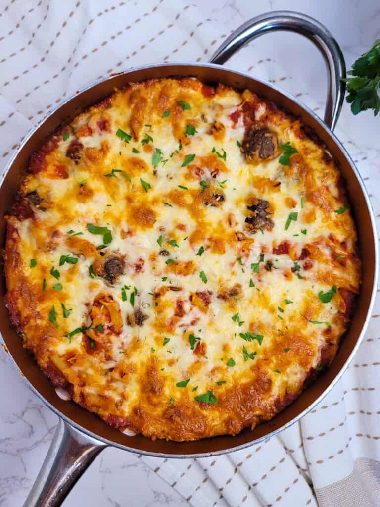 Cheesy Meatball Pasta Bake