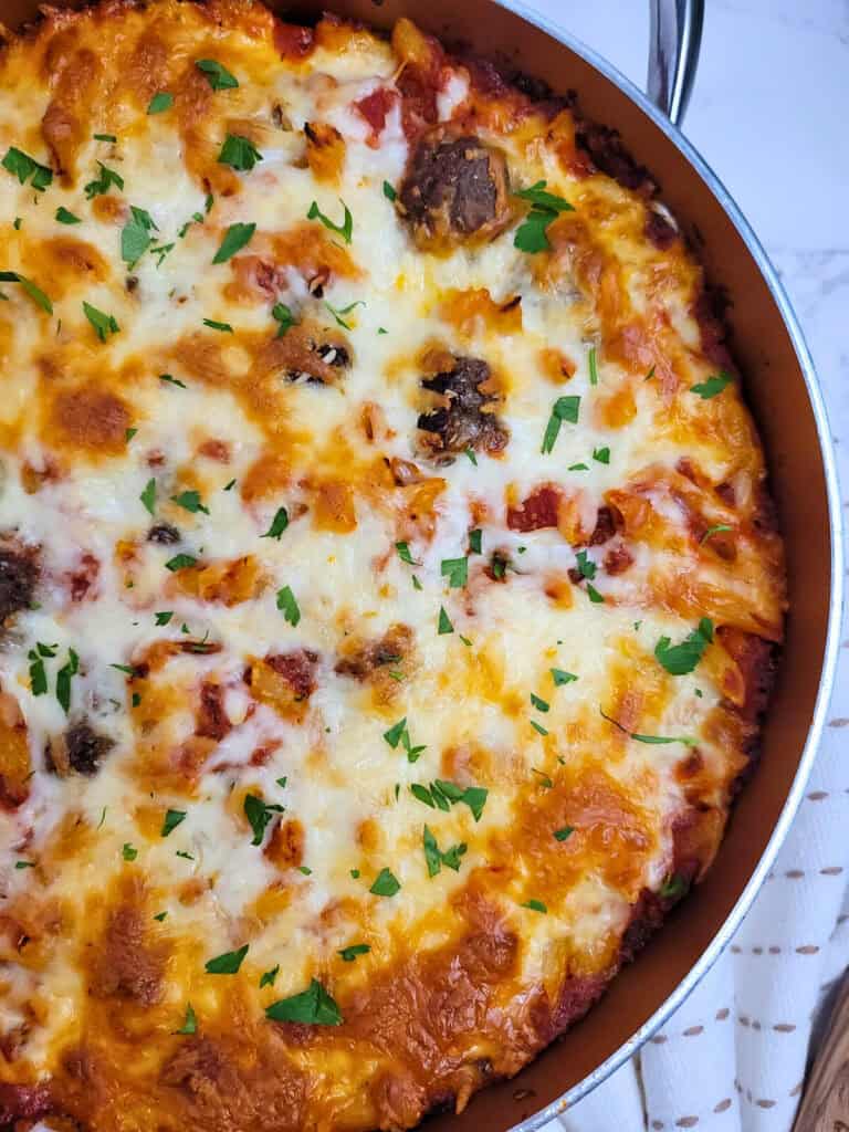 Cheesy Meatball Pasta Bake