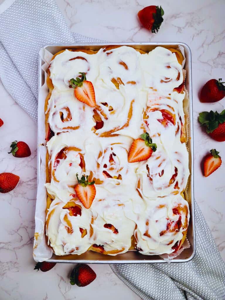 Strawberry Cheesecake Cinnamon Rolls