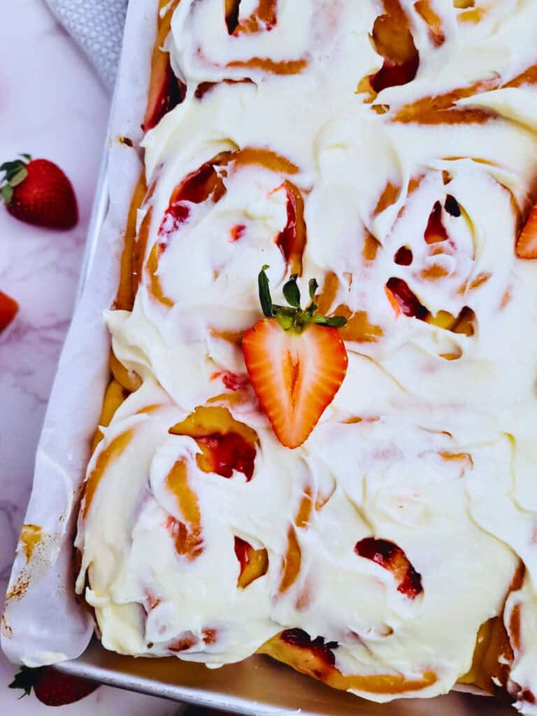 Strawberry Cheesecake Cinnamon Rolls