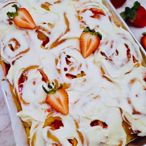 Strawberry Cheesecake Cinnamon Rolls