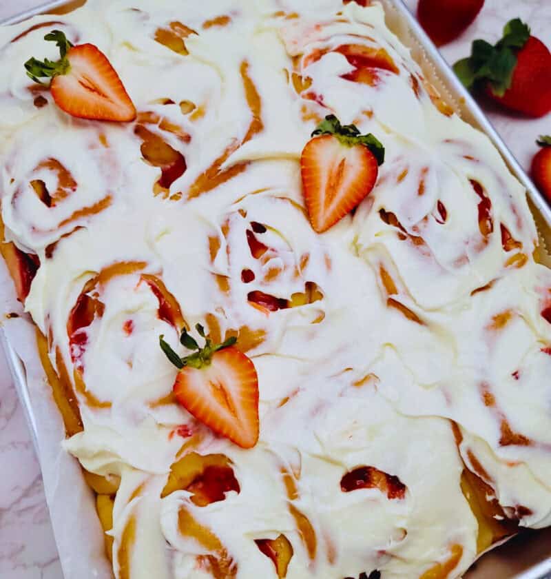 Strawberry Cheesecake Cinnamon Rolls