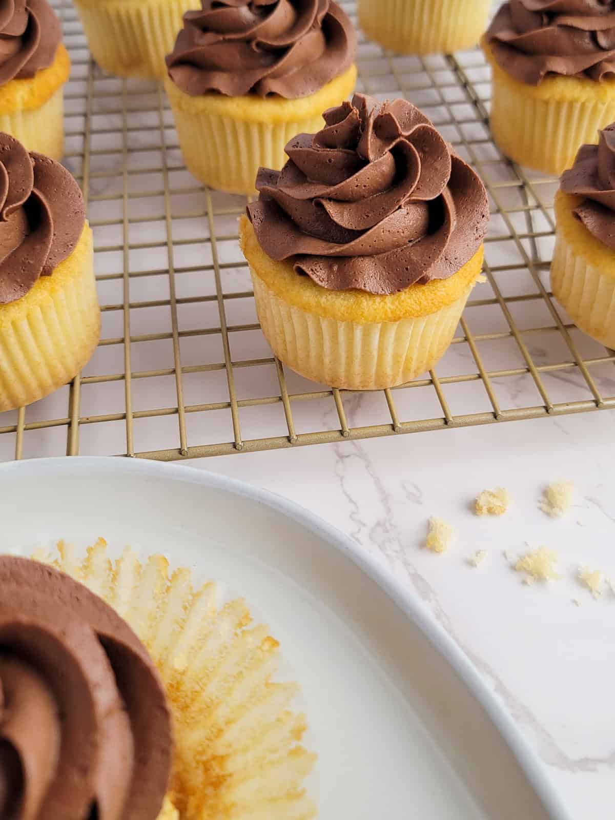 Vanilla Cupcakes with Chocolate Frosting - Simply Scratch Made