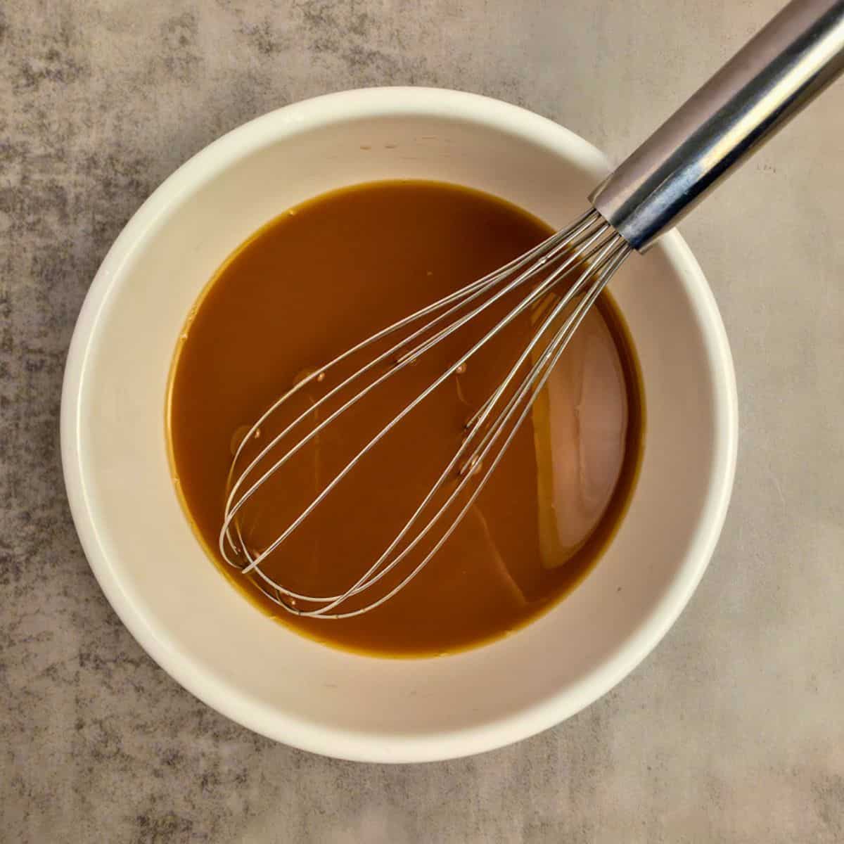 Teriyaki Sauce ingredients mixed together in bowl.